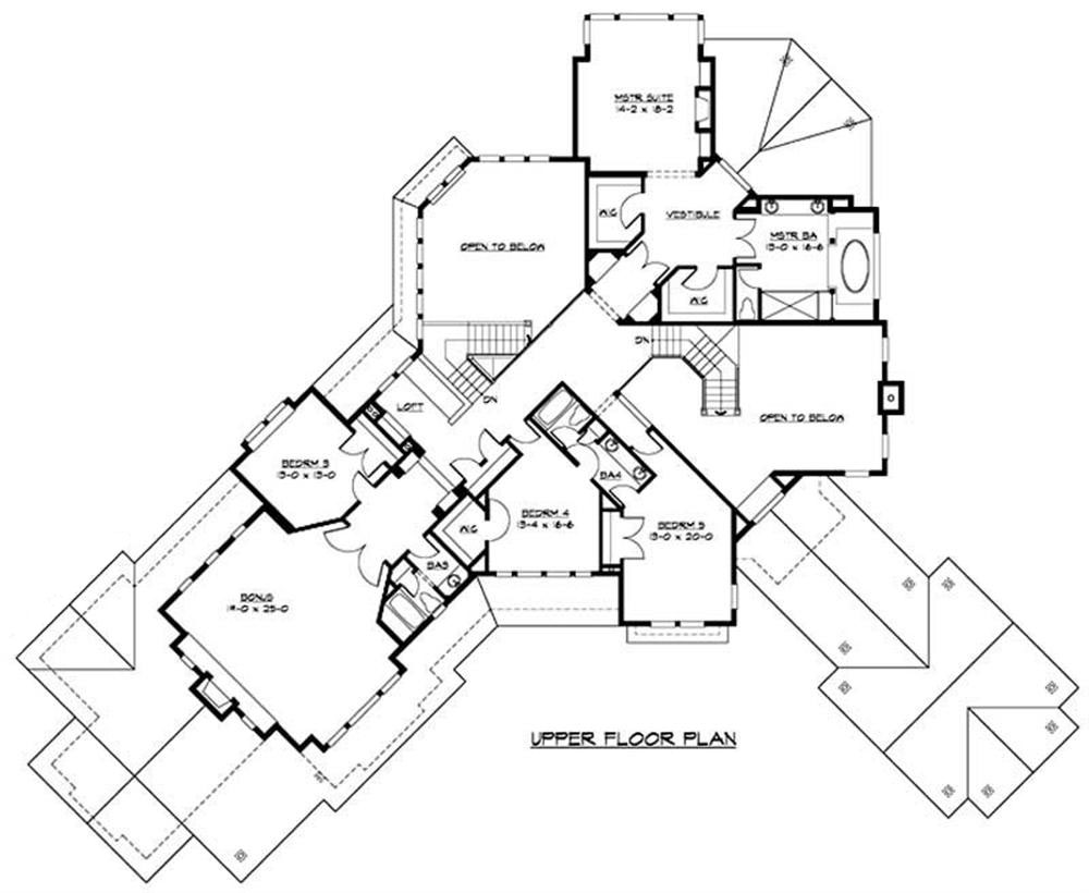 Floor Plan Second Story of Craftsman Plan #115-1268